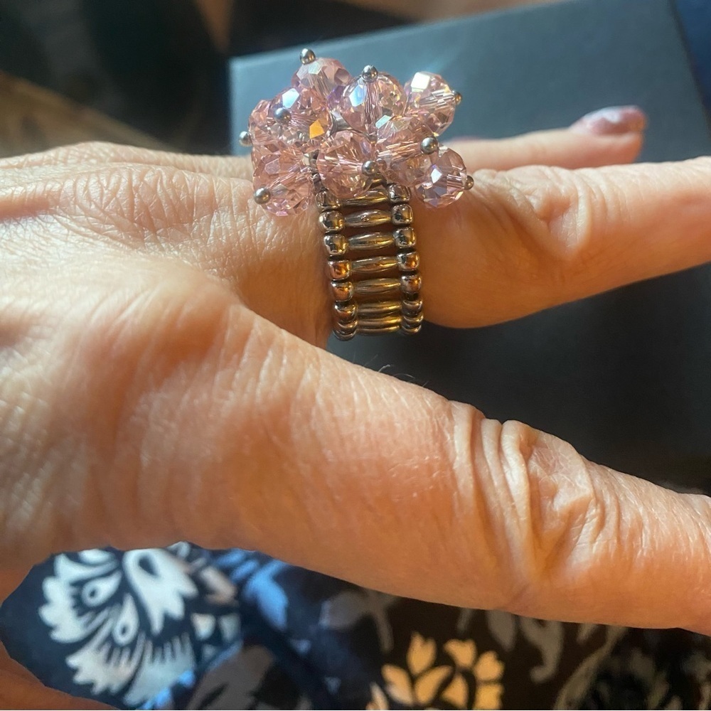 Pink Crystal Cluster Ring